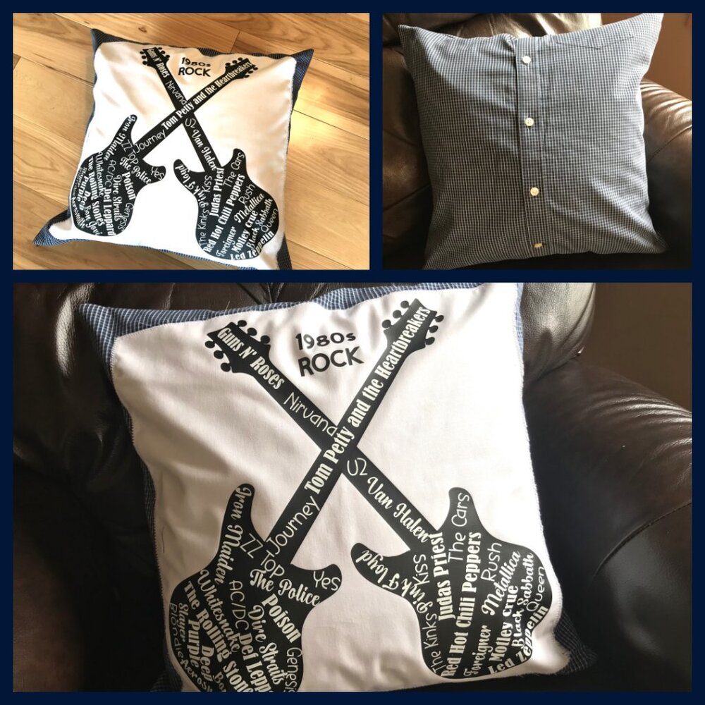 Handmade Pillow Cover, 1980s Rock Bands Guitars Music Room Decor 18 x 18 inches - Picture 14 of 16